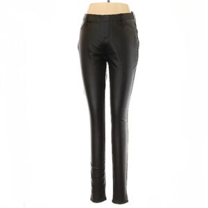 Faded Glory Solid Black Faux Leather Pants, 4/6
